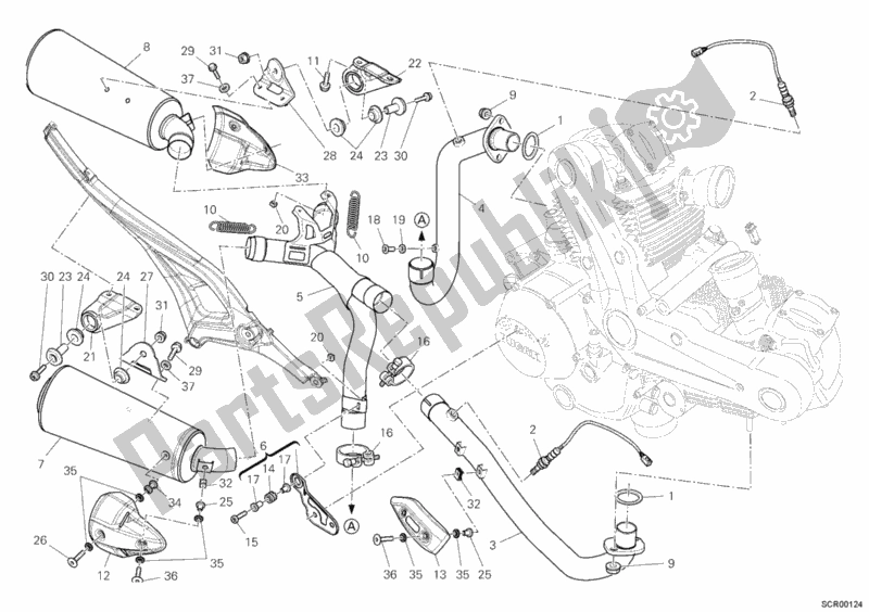 Tutte le parti per il Impianto Di Scarico del Ducati Monster 696 USA 2009